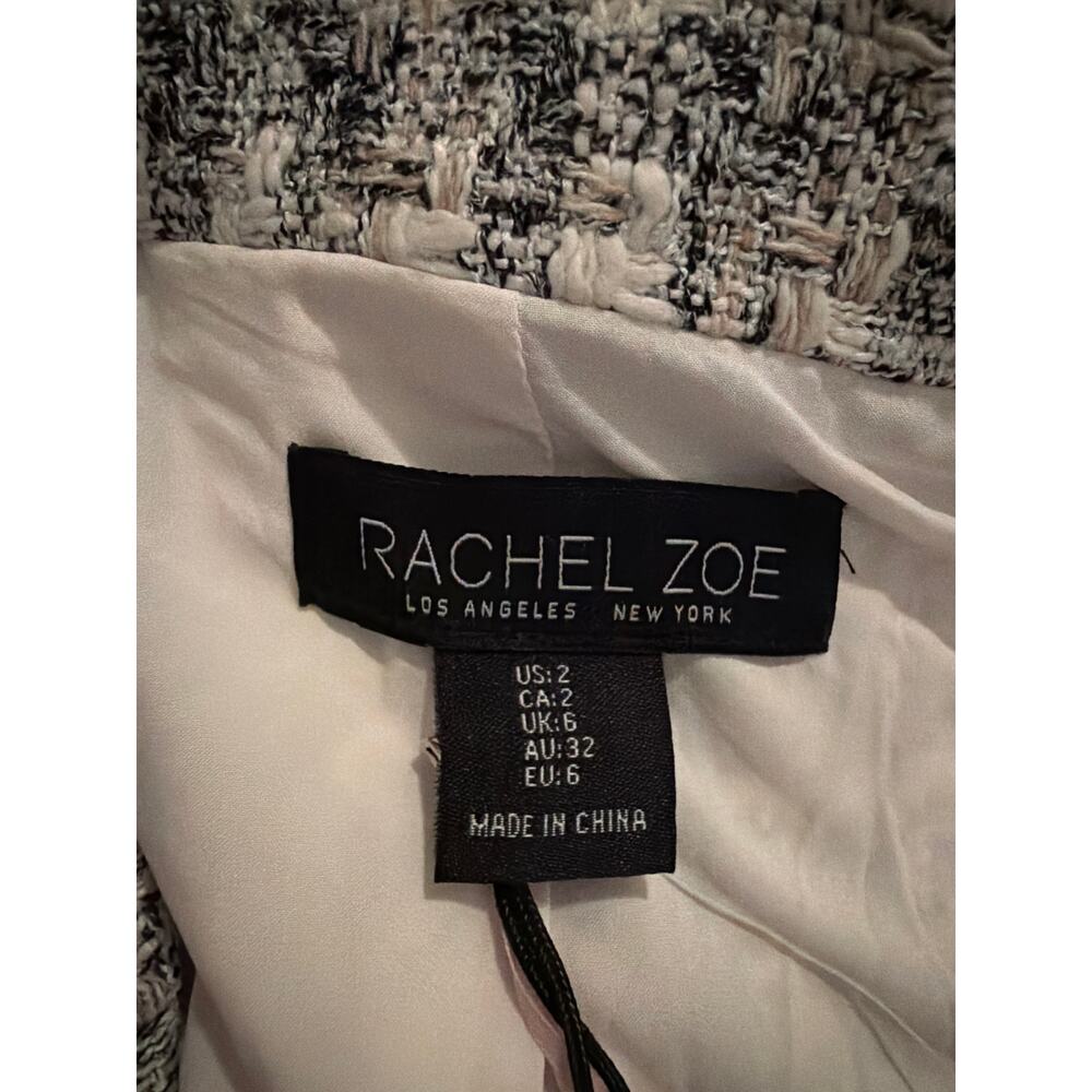 New Rachel Zoe plaid tweed black & cream blazer sz 2 - Picture 4 of 4